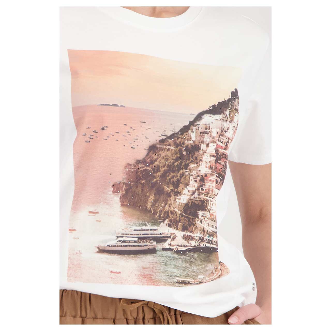 Monari Damen T-Shirt white glitter
