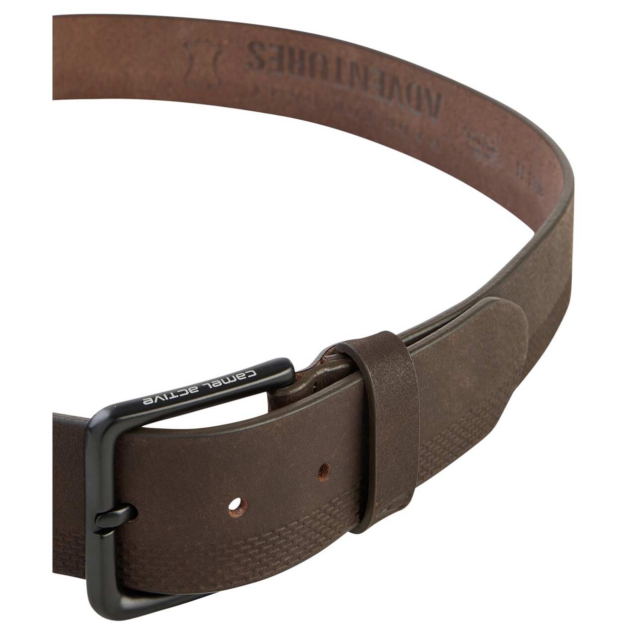 Herren Ledergürtel von Camel active in Dunkelbraun, Detailansicht Schnalle