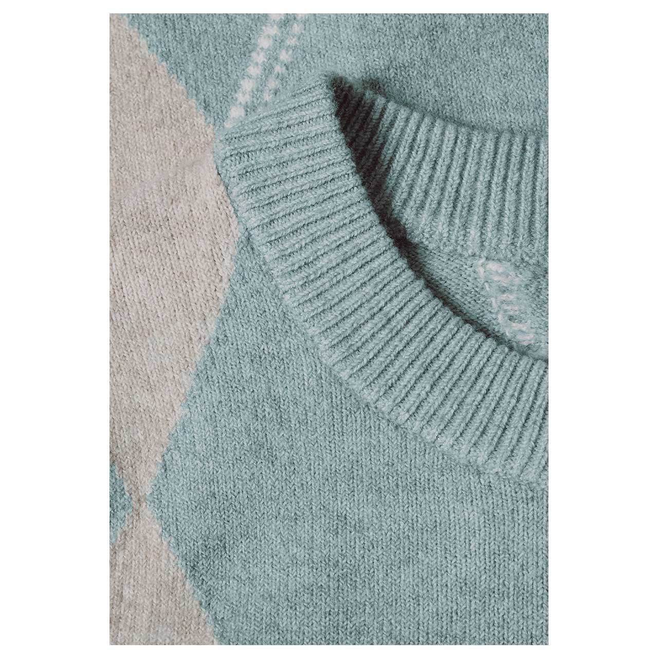 Street One Damen Pullover Cosy Sweater Intarsia eucalyptus green melange print