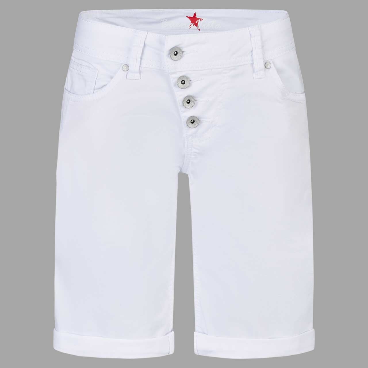 Damen Baumwollhose Malibu-Short Stretch Twill von Buena Vista in Weiß, Vorderansicht