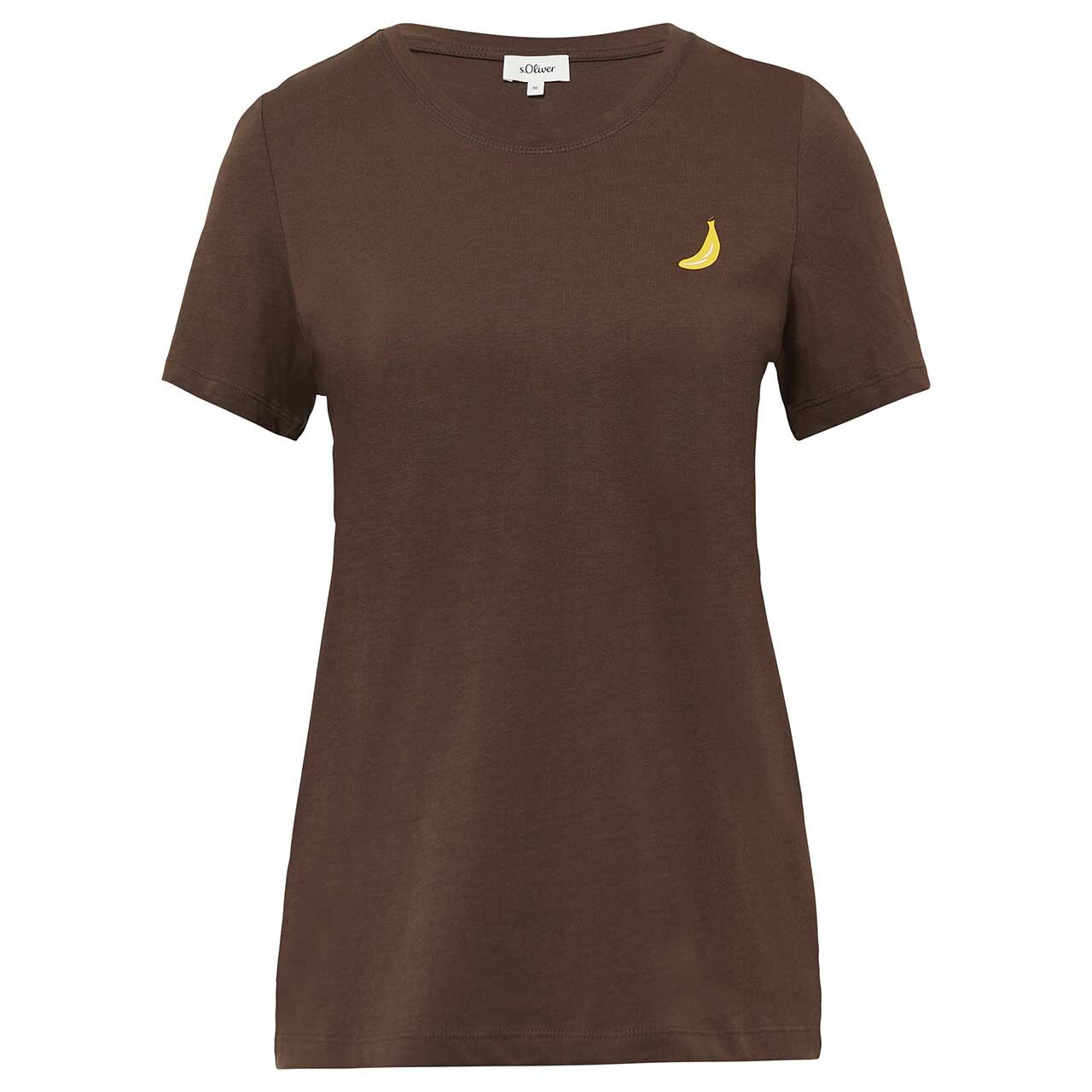 s.Oliver Damen T-Shirt chocolate brown placed fruit print
