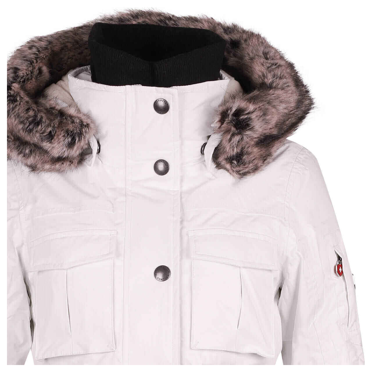 Damen Jacke Schneezauber von Wellensteyn in Weiß, Detailbild von der Schulter von vorn