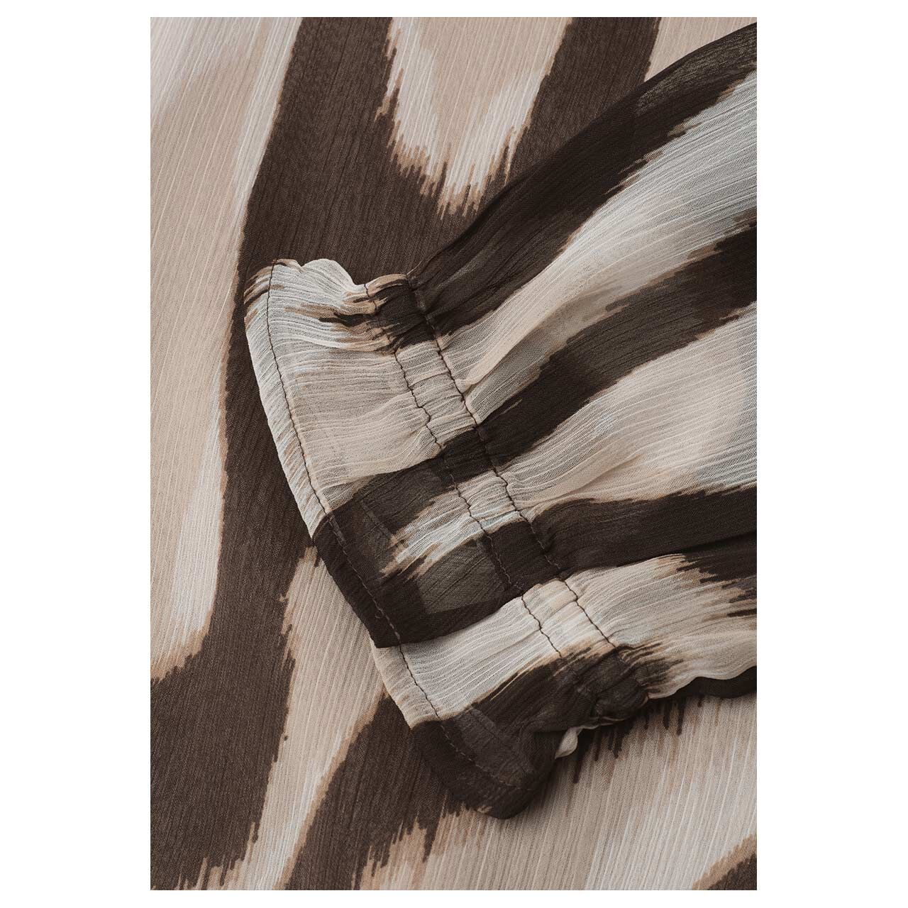 Damen 3/4 Arm Bluse Chiffon Tunic von Street One in Dunkelbraun mit Print, detaillierte Ansicht vom Ärmel