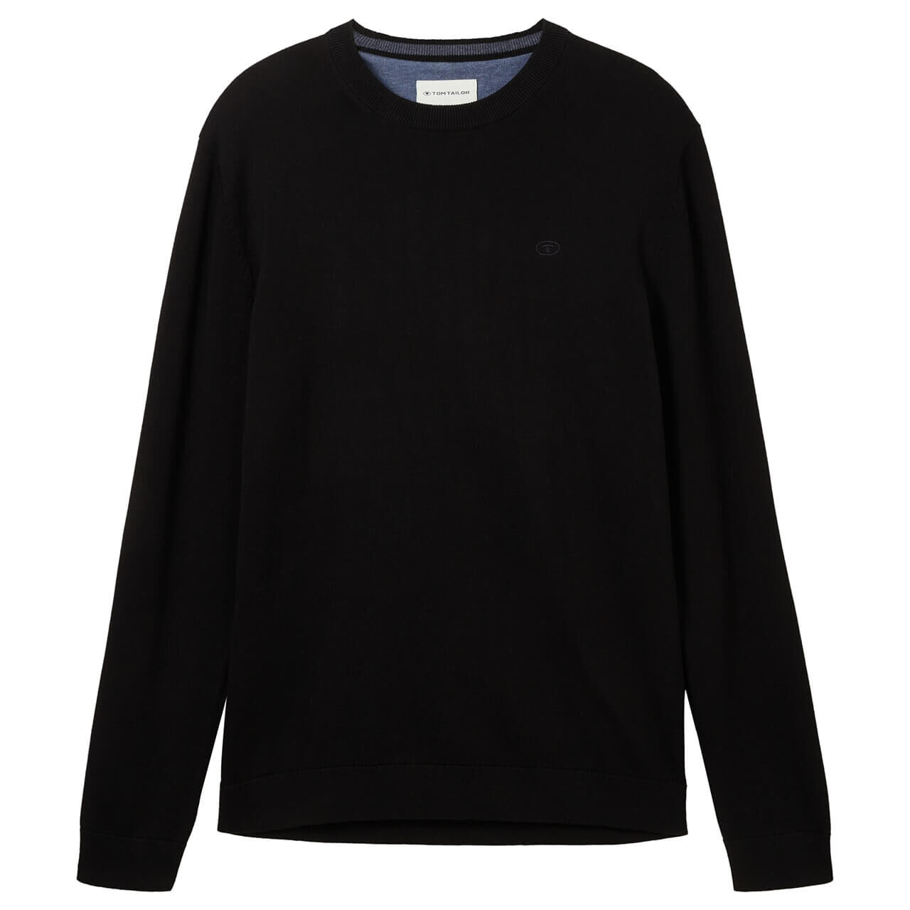 Tom Tailor Herren Pullover Basic Crewneck deep black compact cotton Tom Tailor Herren Pullover Basic Crewneck deep black compact cotton