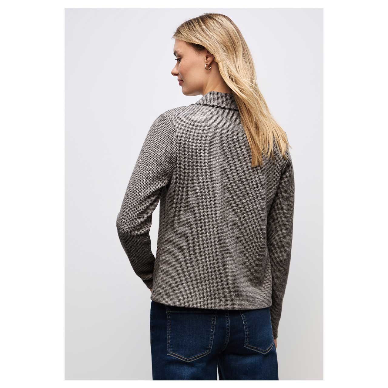 Damen Blazer Basic von Street One in Dunkelbraun mit Print, Rückansicht am Model