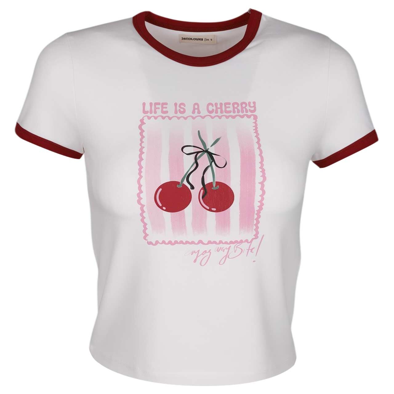 24 Colours Damen T-Shirt creme bordeaux print