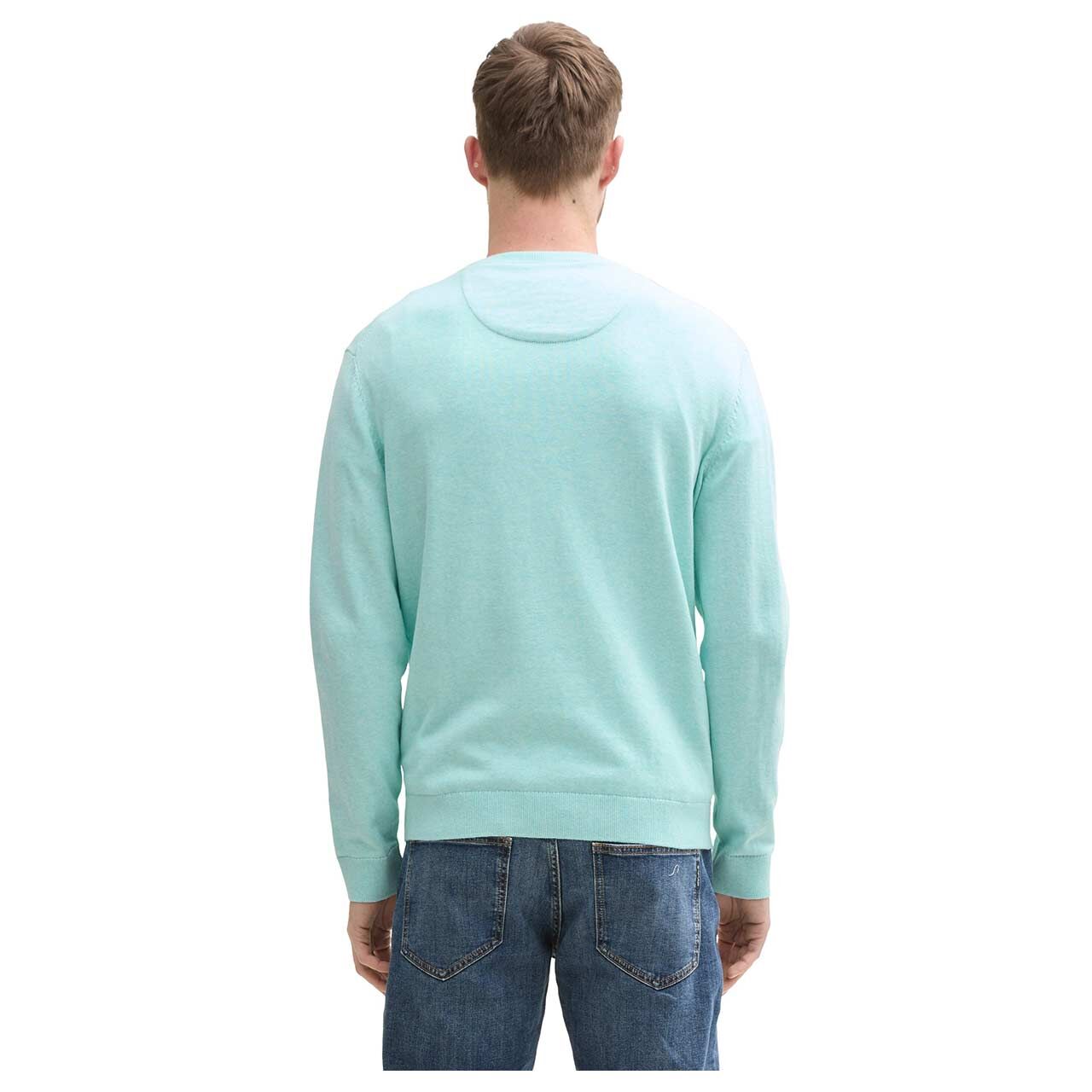 Tom Tailor Herren Pullover Basic Crewneck Knit soft mint green melange