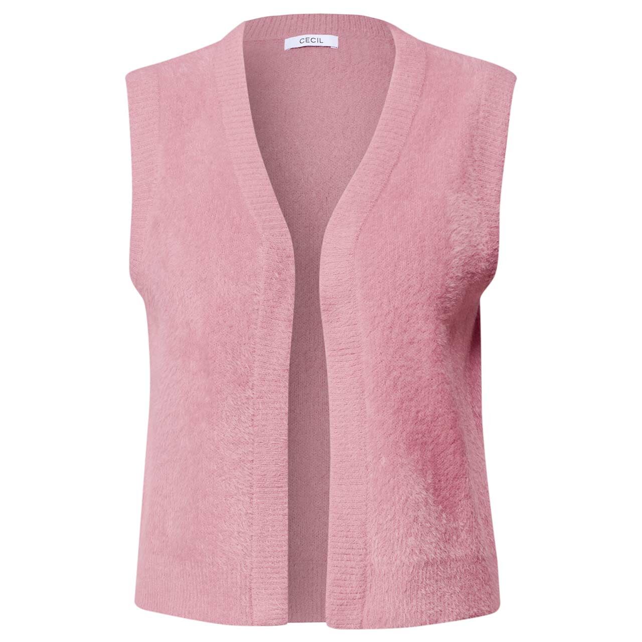 Cecil Damen Strickweste Open Feather Yarn Vest velvet rose