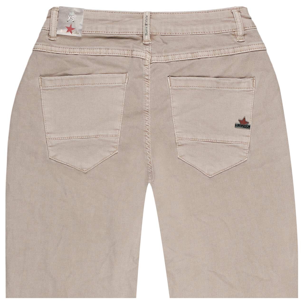 Damen Baumwollhose Anna C 7/8 Straight Stretch Twill von Buena Vista in Beige, Rückansicht