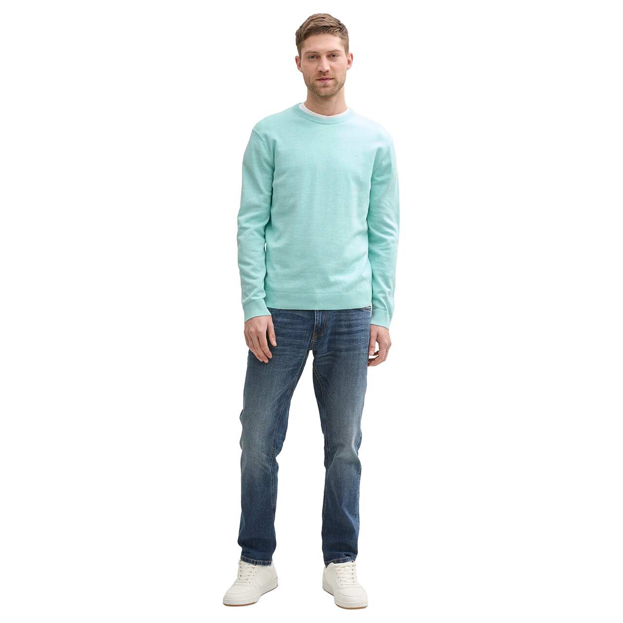 Tom Tailor Herren Pullover Basic Crewneck Knit soft mint green melange