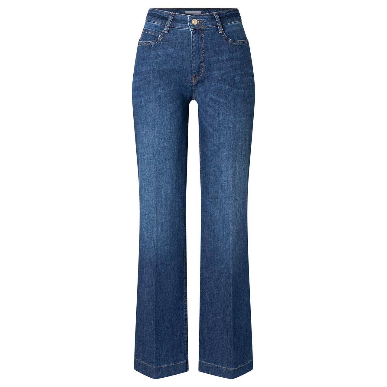 Stretch Damenjeans Wide von MAC in Dunkelblau angewaschen, Vorderansicht