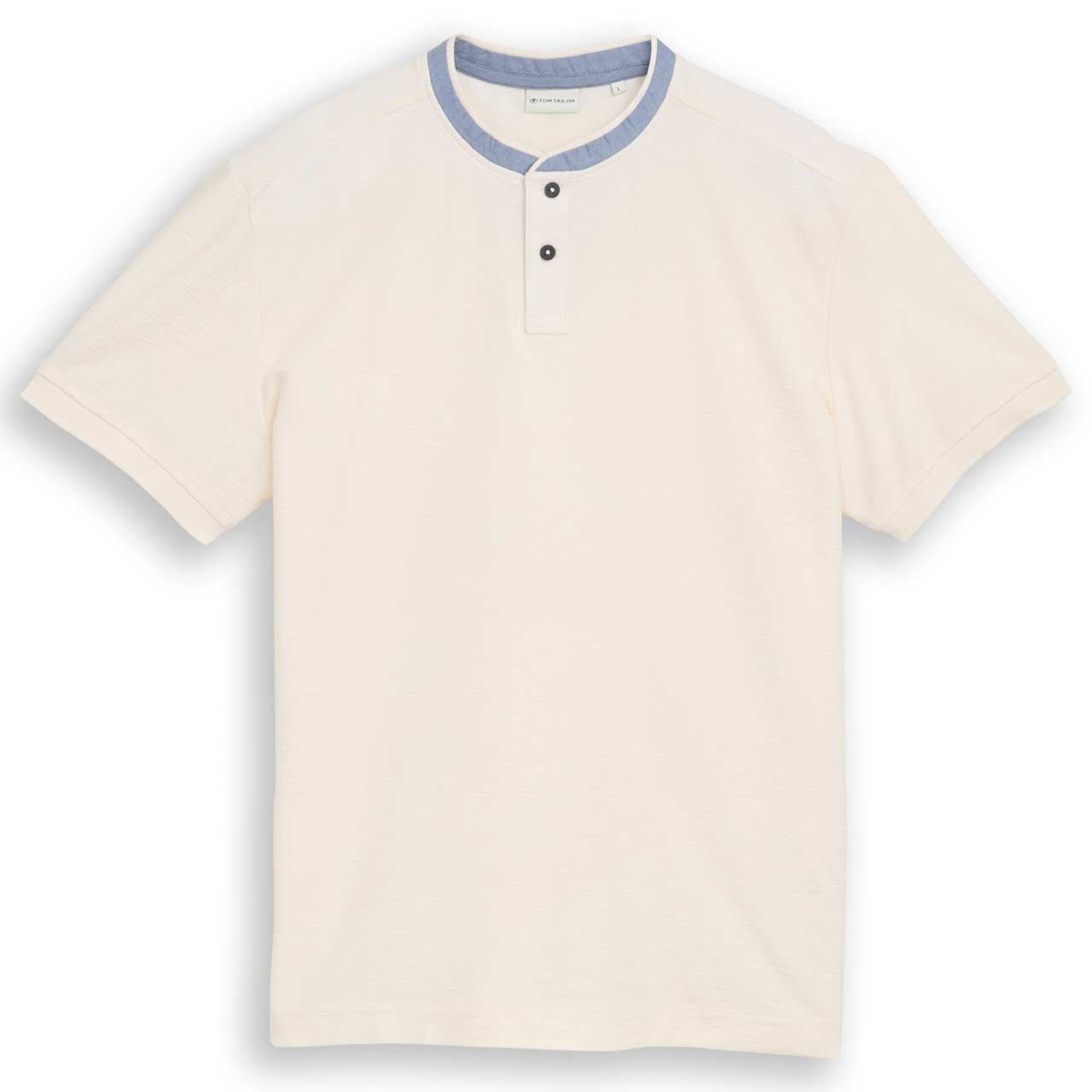 Tom Tailor Herren T-Shirt Henley gardenia white structured