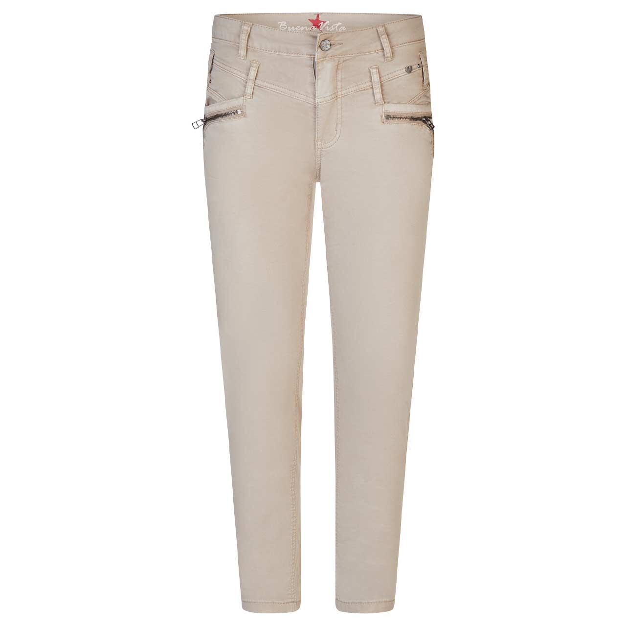 Damen Baumwollhose Florida-Z 7/8 Stretch Twill von Buena Vista in Beige, Vorderansicht