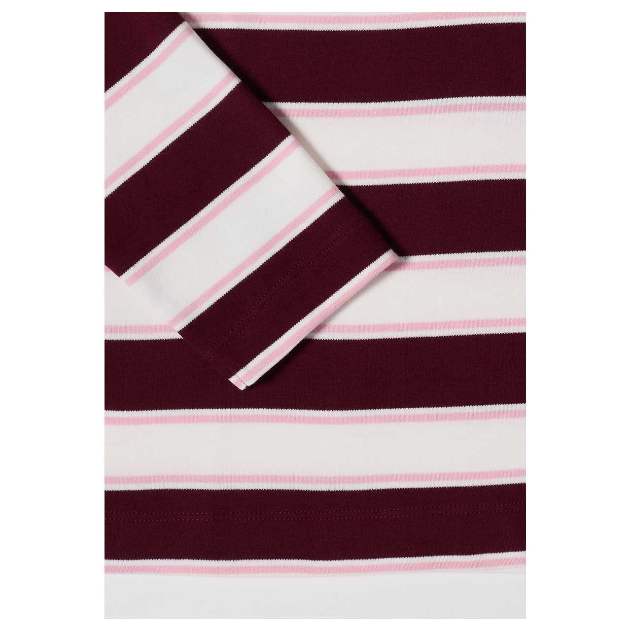 Cecil Damen Langarm Poloshirt Striped red wine