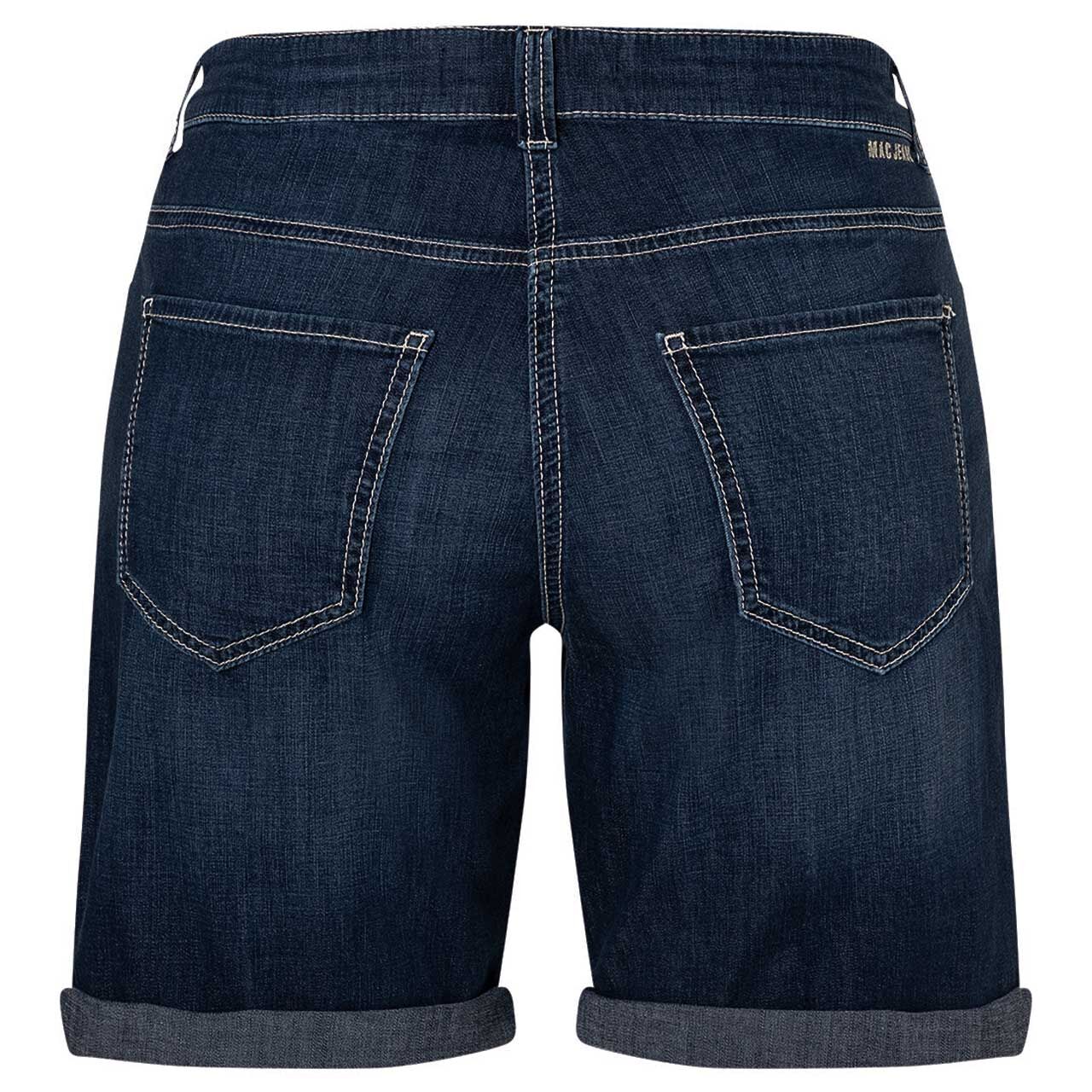 Damen Jeans Shorty von MAC in Dunkelblau angewaschen, weitere Rückansicht
