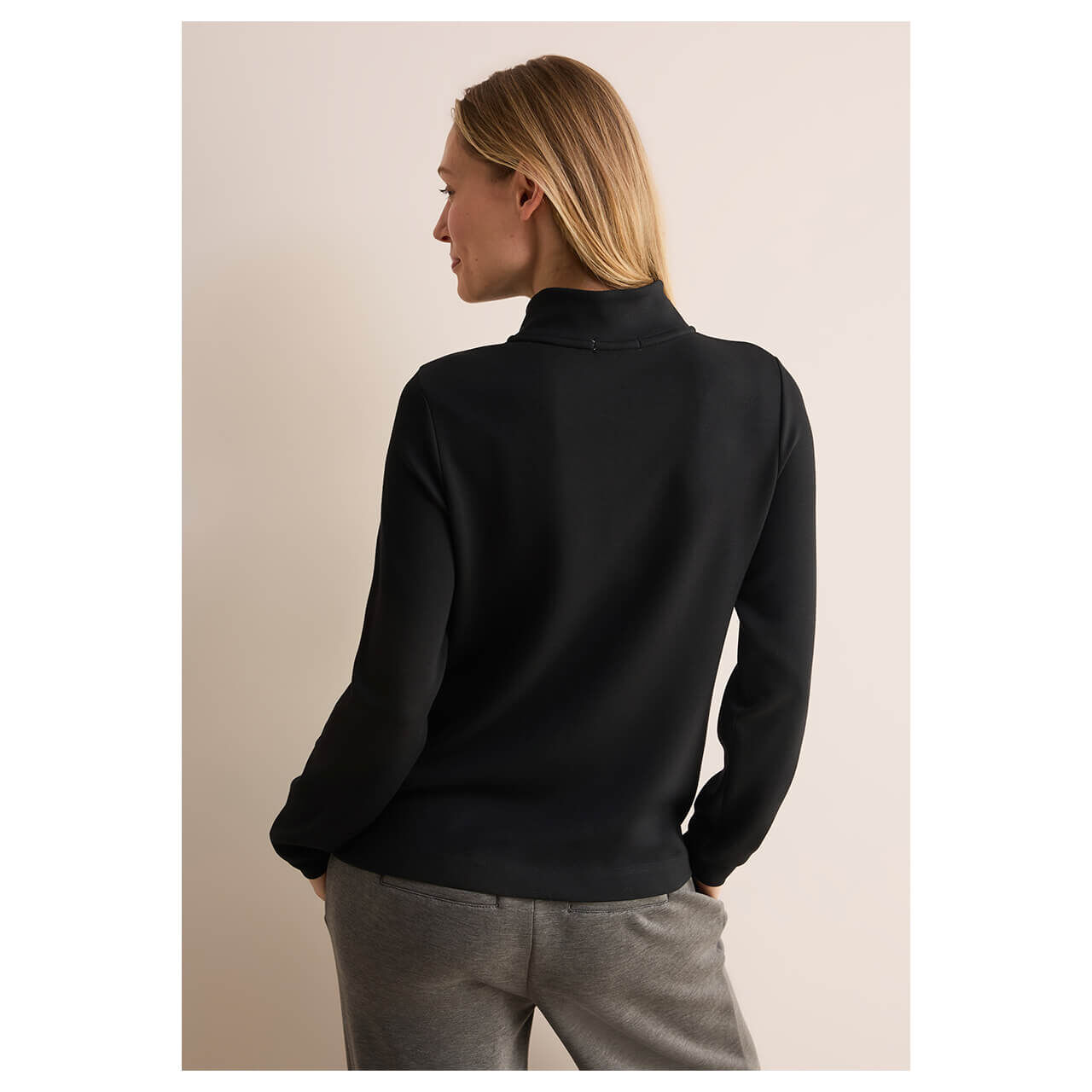 Cecil Damen Langarm Shirt Solid Troyer black
