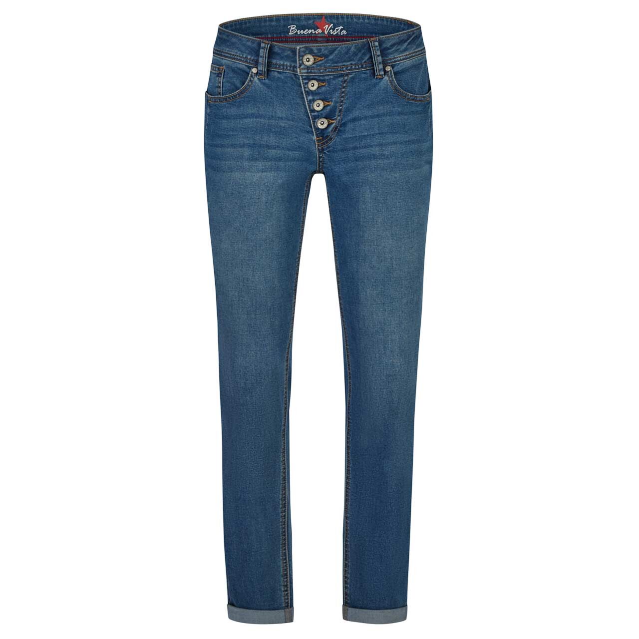 Stretch Denim Jeans Malibu von Buena Vista in Mittelblau angewaschen, Vorderansicht