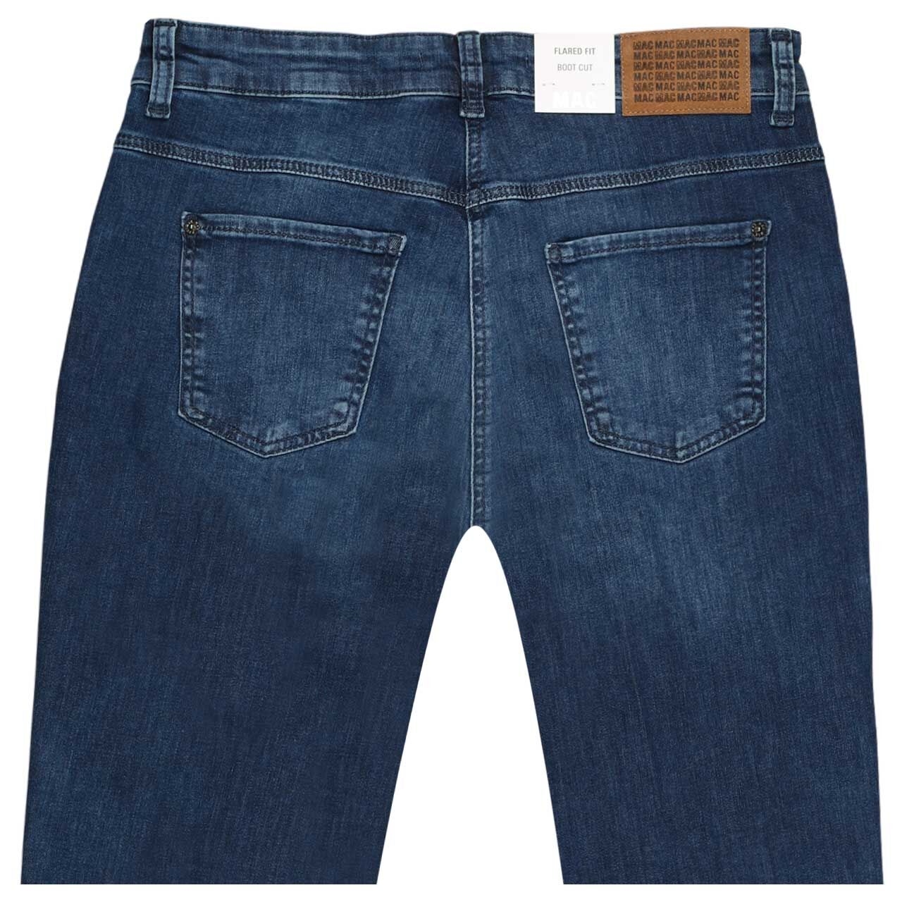Damenjeans Boot von MAC in Blau angewaschen, detaillierte Rückansicht