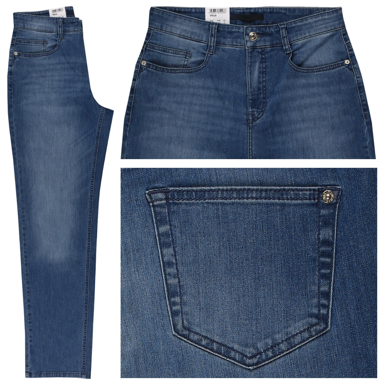 MAC Jeans Stella für Damen in Mittelblau angewaschen, FarbNr.: D546