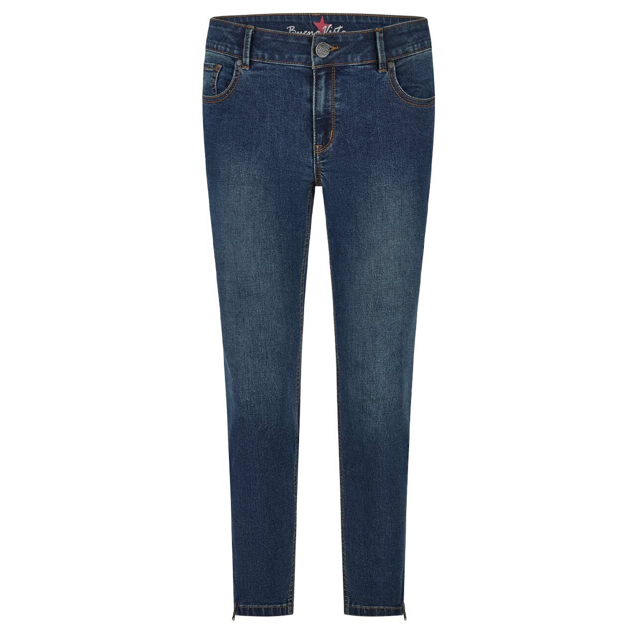 Damenjeans Italy V 7/8 Stretch Denim von Buena Vista in Dunkelblau angewaschen, Vorderansicht