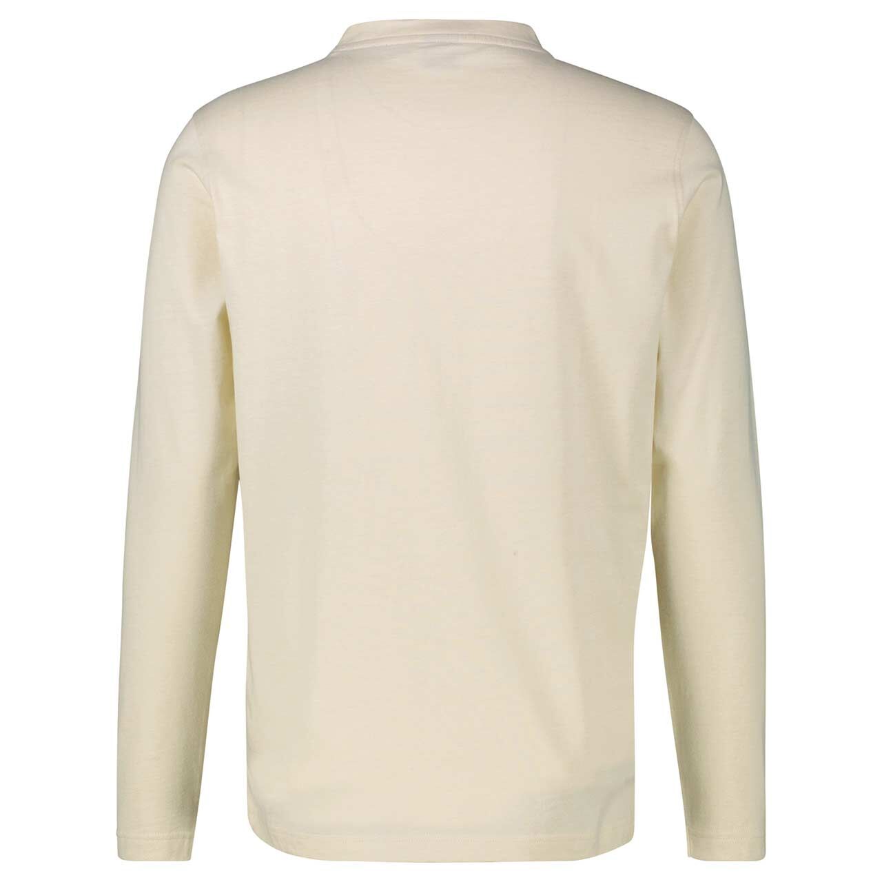Herren Langarm Shirt Henley von Lerros in Beige meliert, Rückansicht