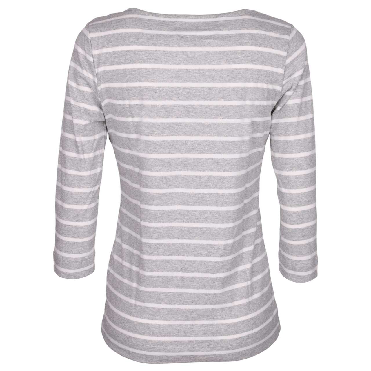 Damen 3/4 Arm Shirt von Munich Freedom in Grau gestreift, Rückansicht