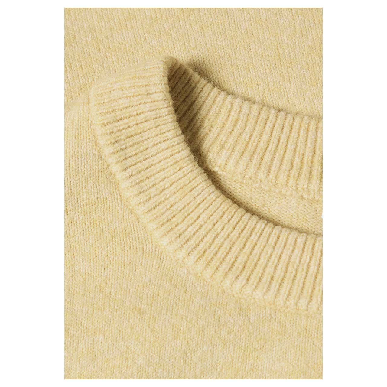 Damen Pullover Cosy Puffy Sleeve Sweater von Street One in Gelb meliert, detaillierte Ansicht vom Kragen