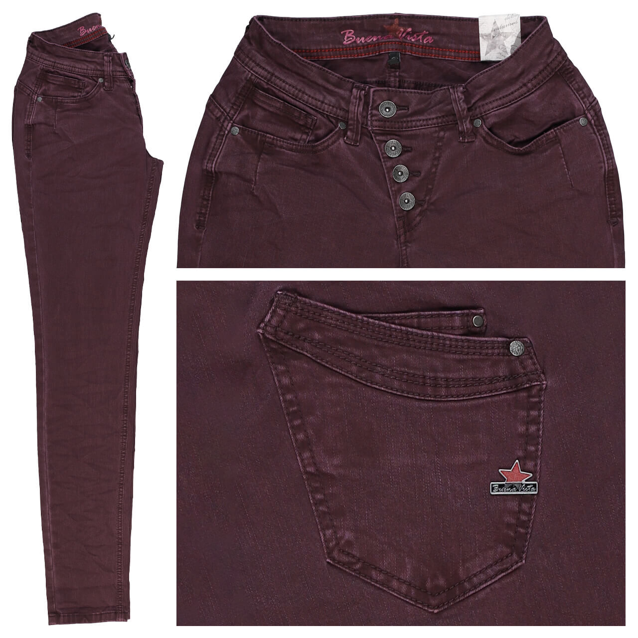 Damen Baumwollhose Malibu Stretch Twill von Buena Vista in Lila mit der Farbnummer 1347, Vorderansicht