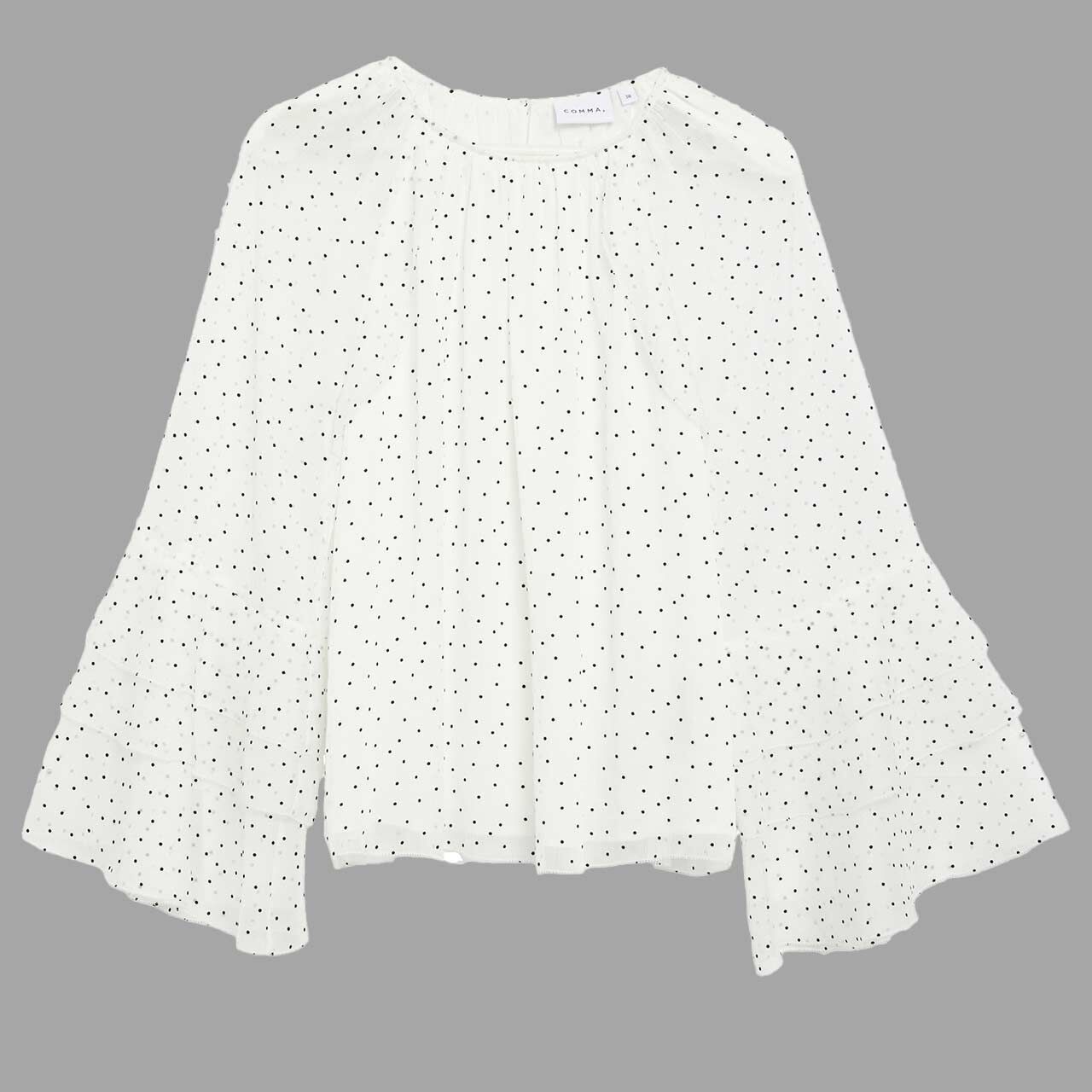 Comma Damen Langarm Bluse white polka dot allover print