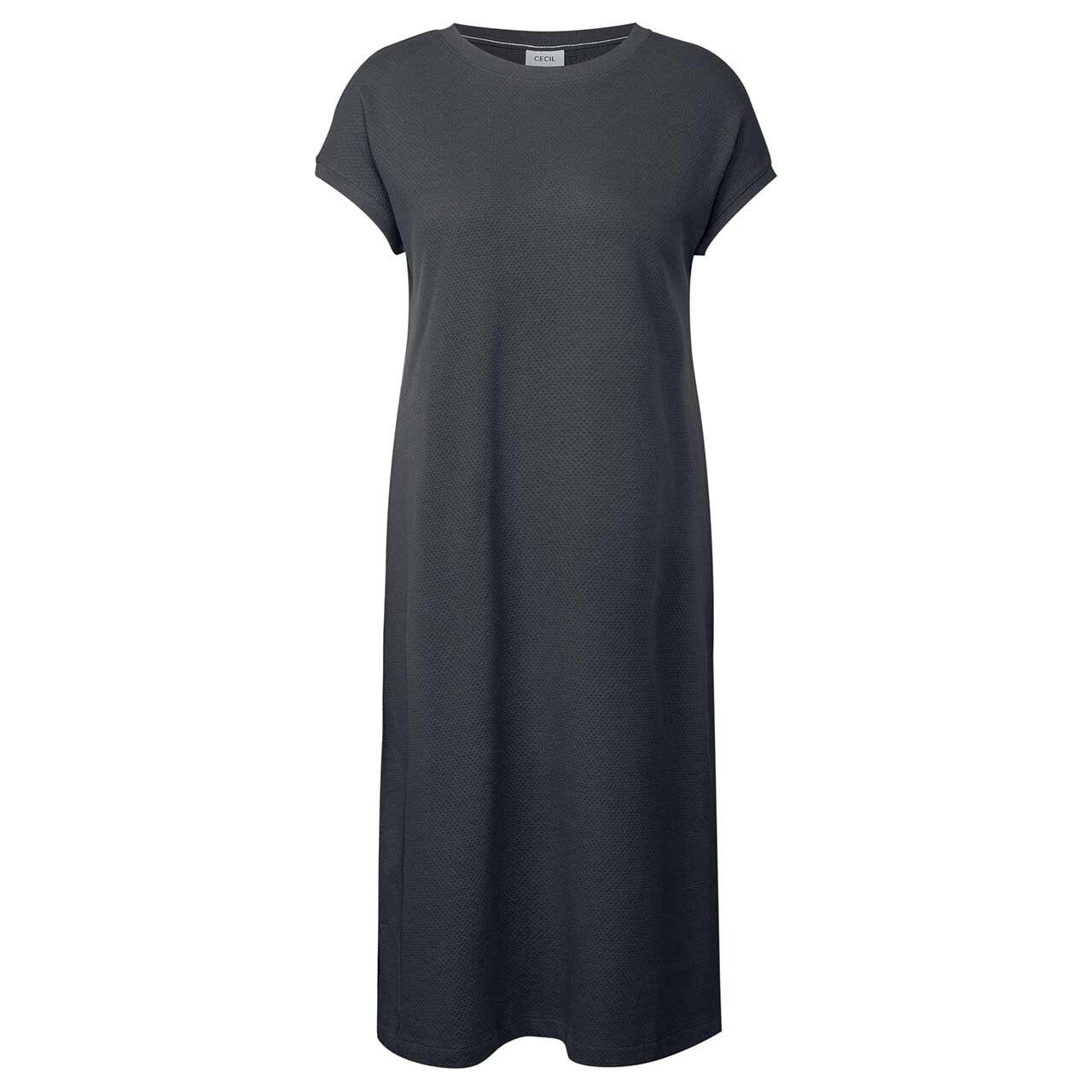 Cecil Damen Kurzarm Kleid Solid Jacquard volcanic grey Cecil Damen Kurzarm Kleid Solid Jacquard volcanic grey
