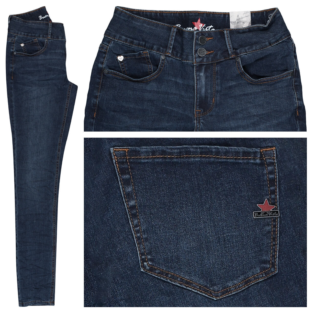 Buena Vista Tummyless Stretch Denim Jeans deep dark stone blue Buena Vista Tummyless Stretch Denim Jeans deep dark stone blue