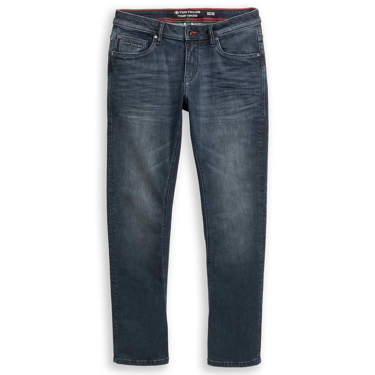 Herrenjeans Curt von Tom Tailor in Dunkelblau angewaschen, Vorderansicht