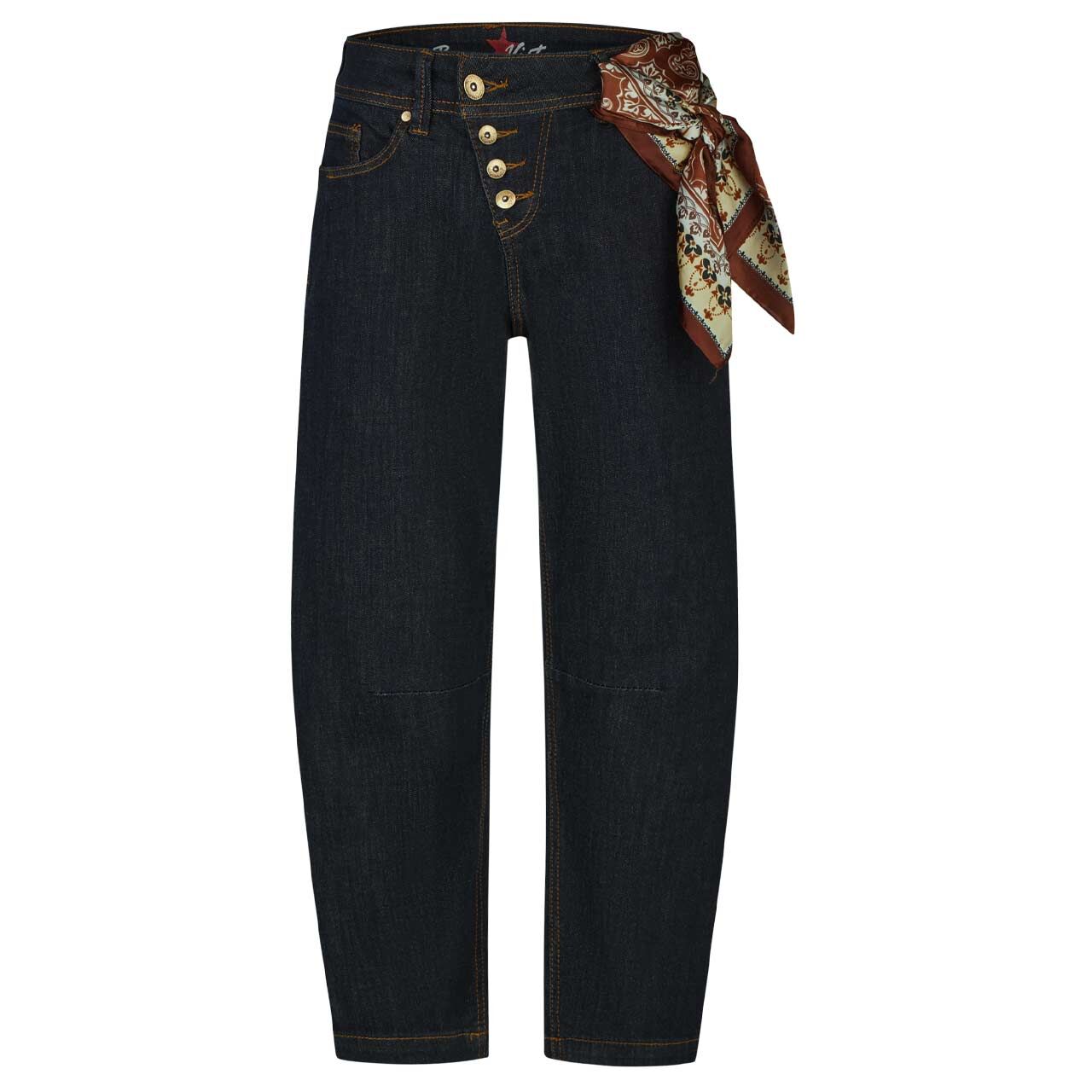 Damenjeans Malibu 7/8 Relaxed Stretch Denim von Buena Vista in Dunkelblau, Vorderansicht