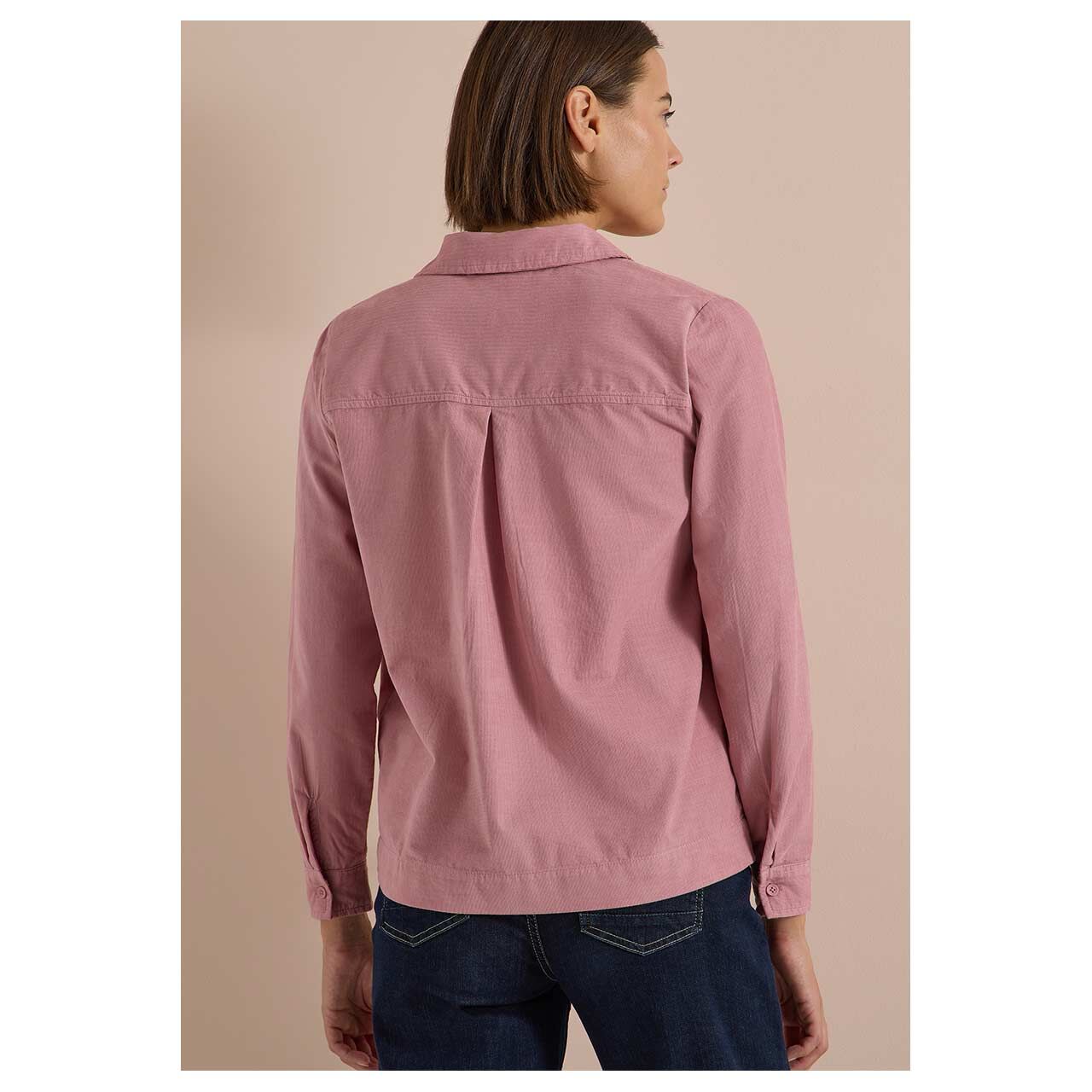 Damen Langarm Cord Bluse Corduroy von Cecil in Rosa, Rückansicht am Model