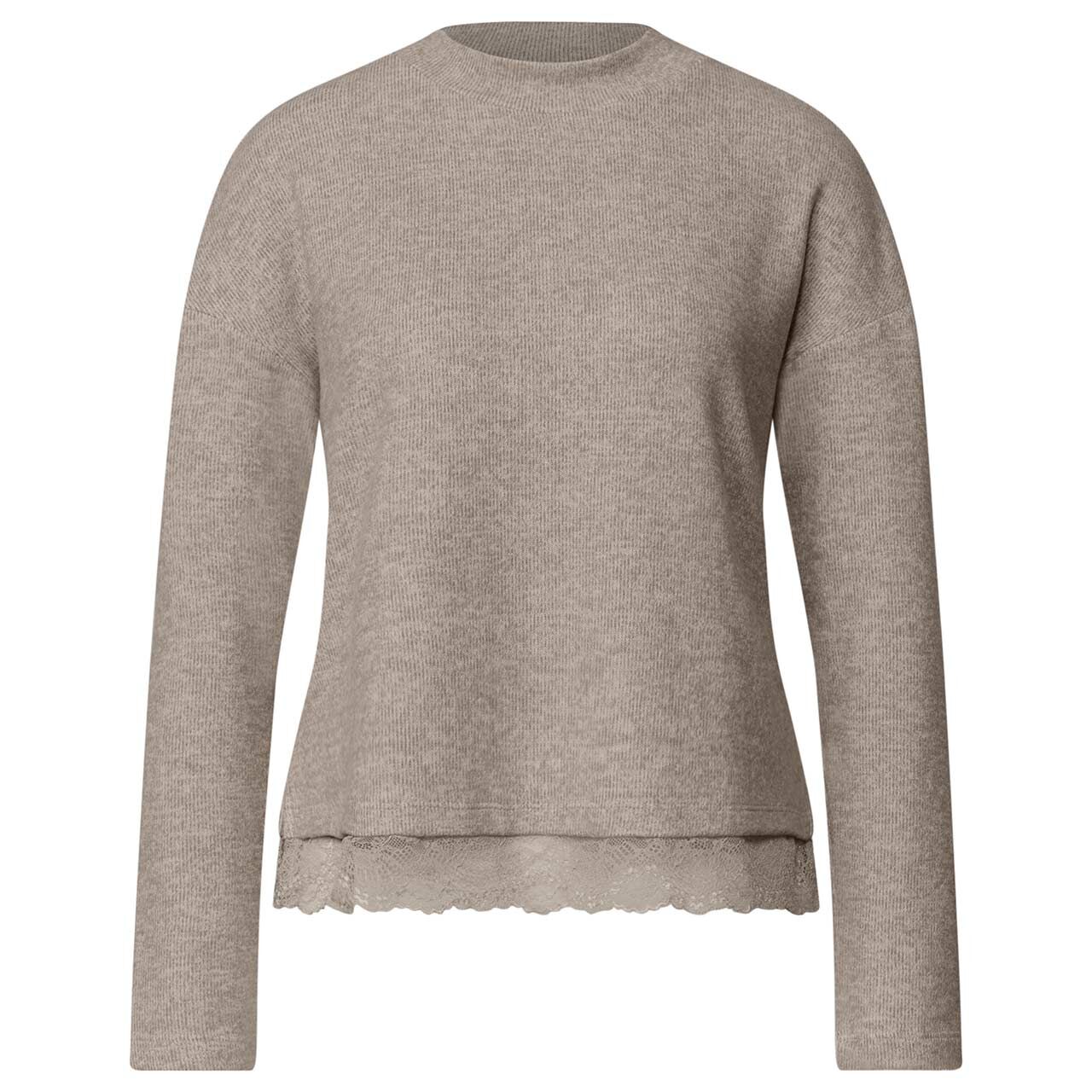 Street One Damen Langarm Shirt Soft Lace Bottom sanded amber melange