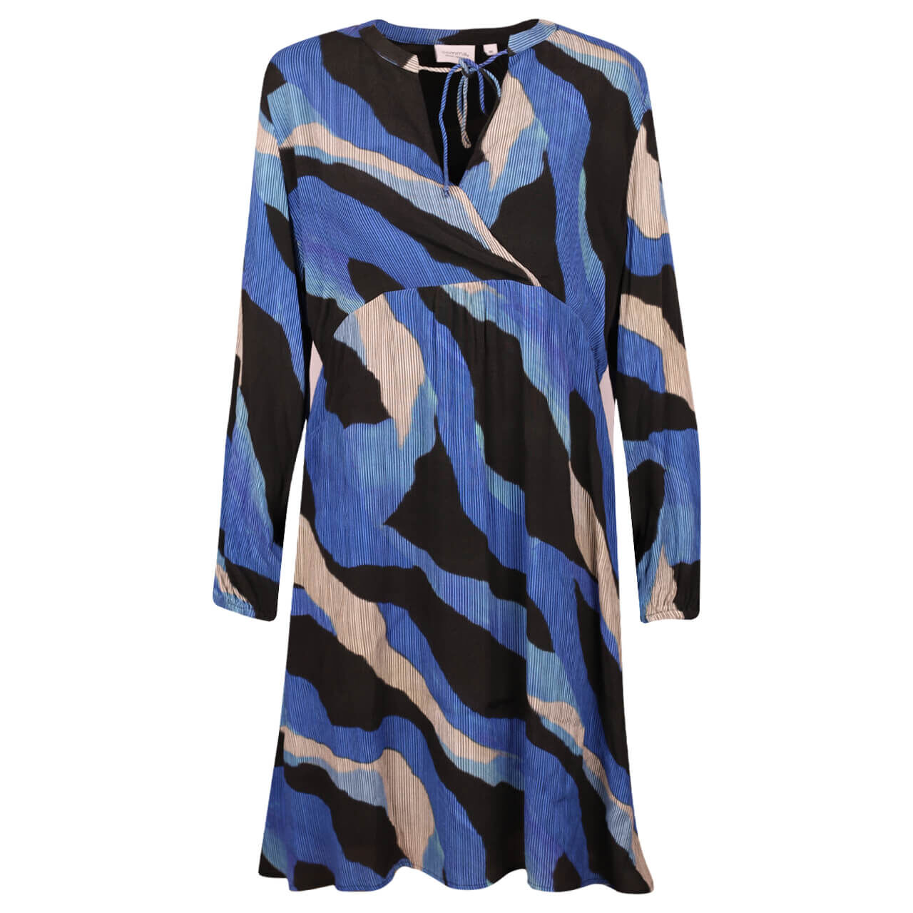 Comma Damen Langarm Kleid blue black printed