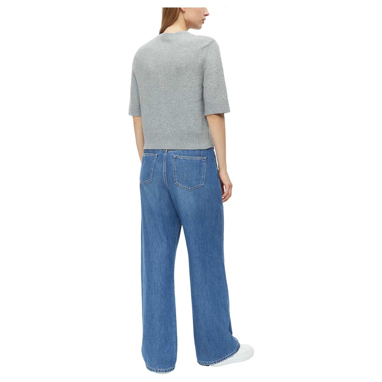 Damen Kurzarm Strickjacke von s.Oliver in Grau meliert, Rückansicht am Model