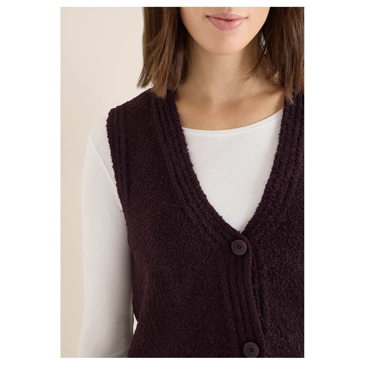 Damen Weste Bouclé Vest von Cecil in Lila, Detailansicht vorne