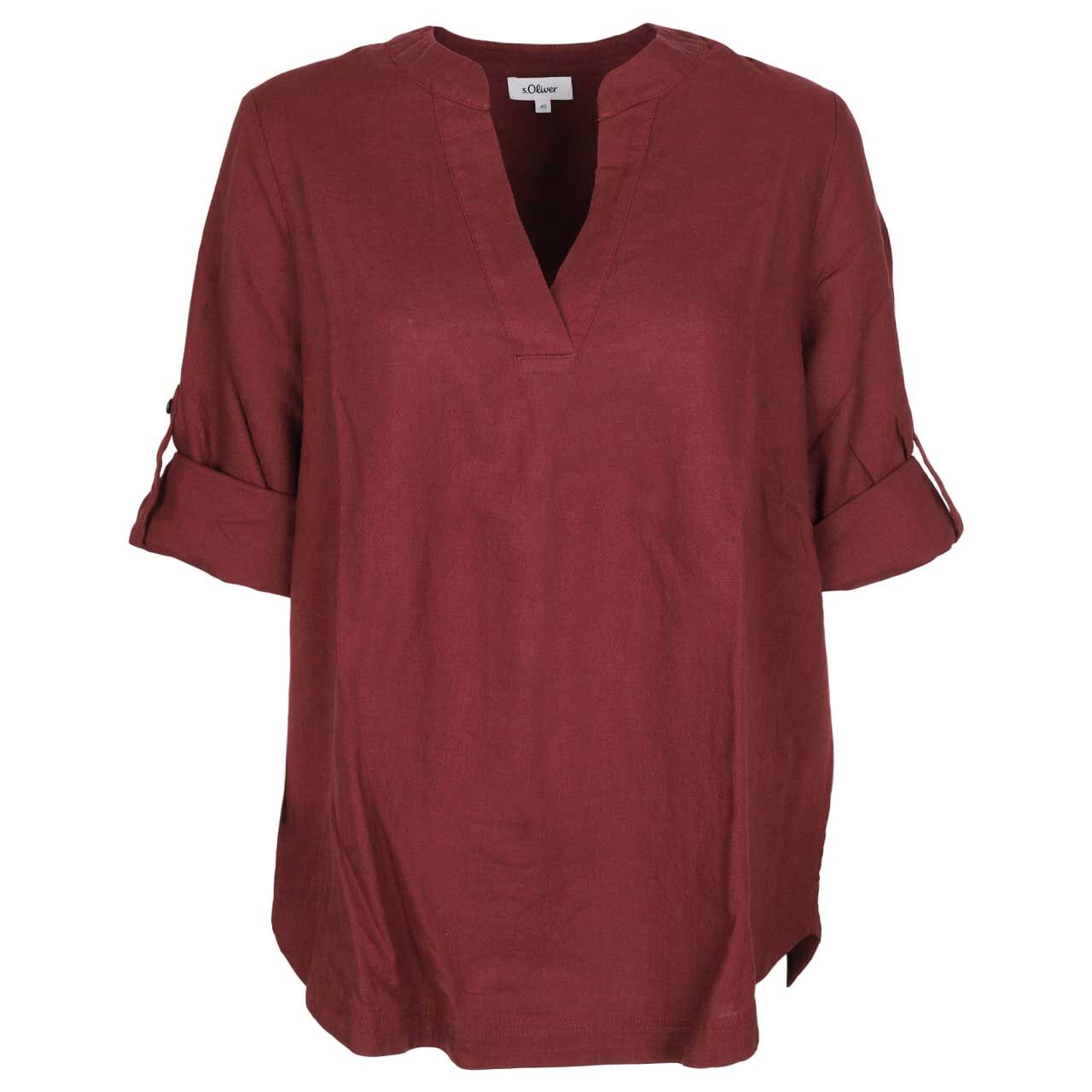 s.Oliver Damen 3/4 Arm Leinen Bluse dark pomegranat