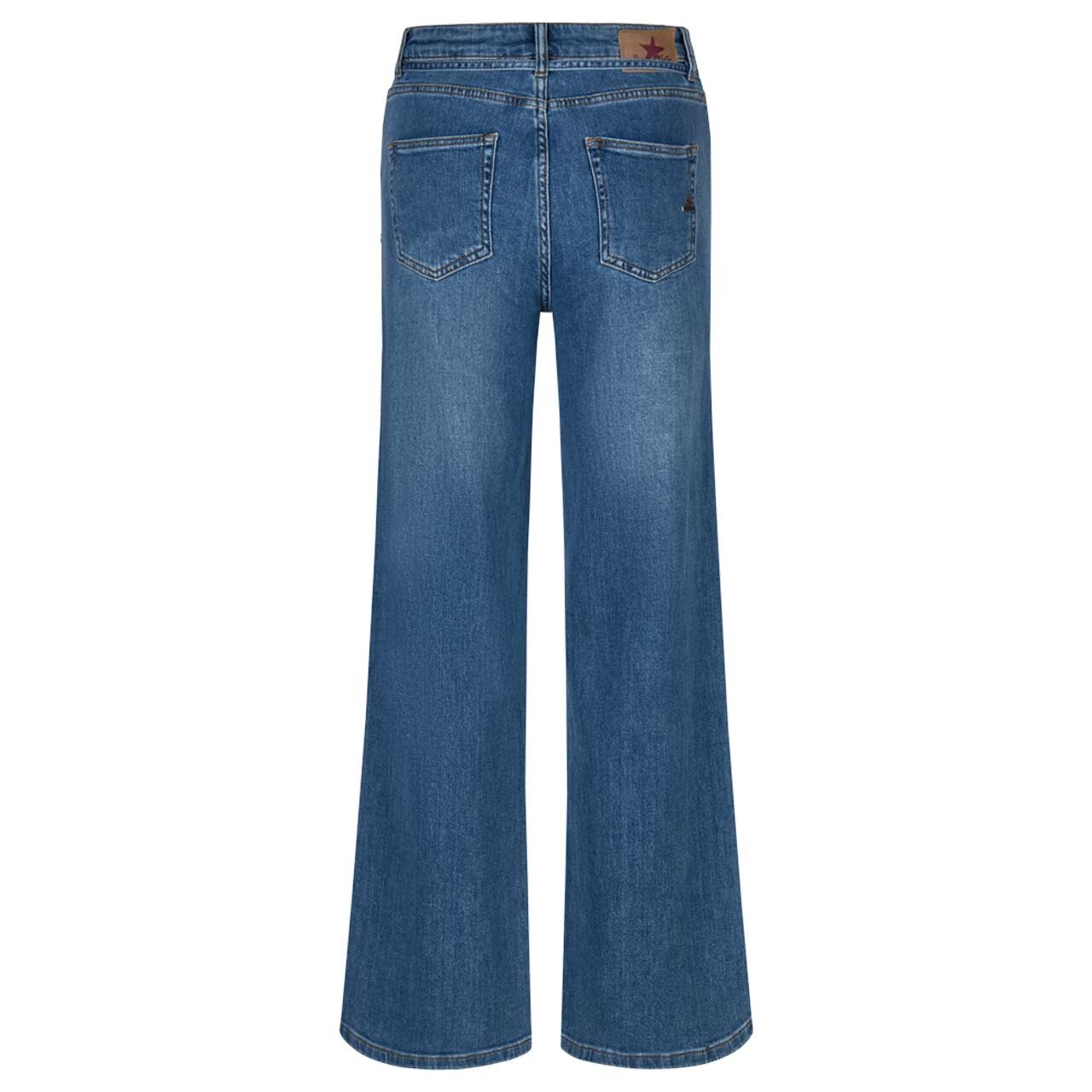 Damenjeans Wide Leg-L Stretch Denim von Buena Vista in Blau angewaschen, Rückansicht