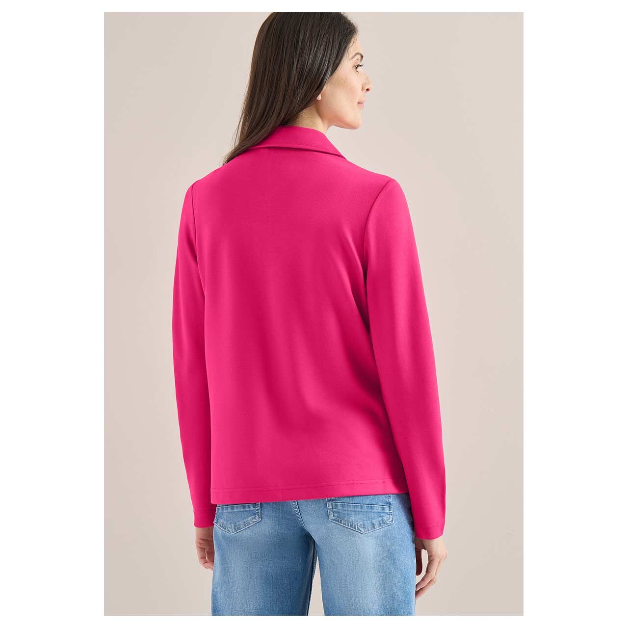 Damen Sweat Blazer Welt Pockets von Cecil in Pink, Rückansicht am Model