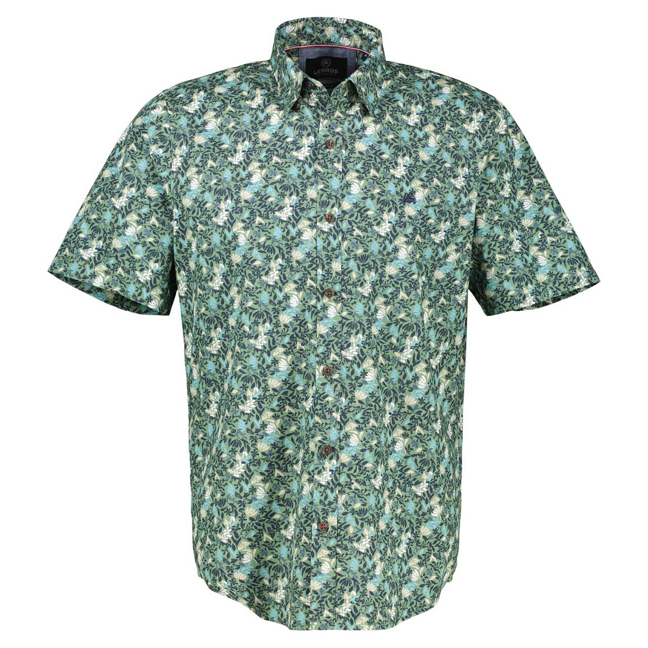 Lerros Herren 1/2 Arm Hemd dusty jade green printed