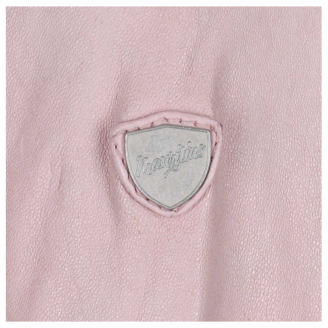 Damen Lederjacke Bajah von Mauritius in Altrosa, Detailansicht Logo