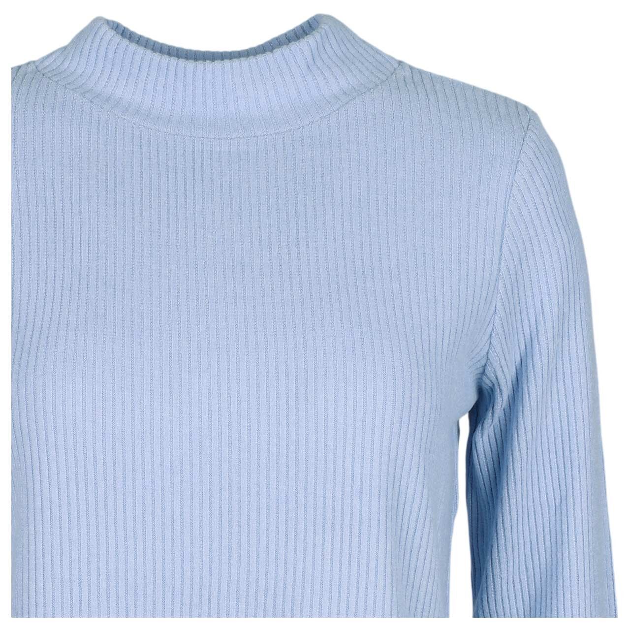 Damen Langarm Shirt Soft Rib Turtle Neck von Street One in Hellblau meliert, detaillierte Vorderansicht