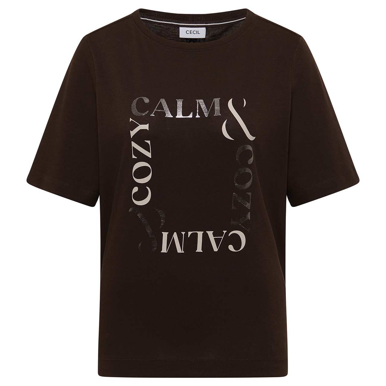 Cecil Damen T-Shirt Calm and Cozy tartufo brown