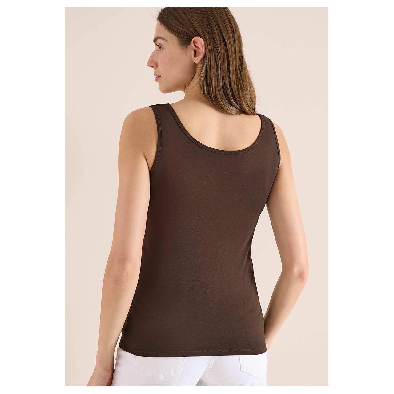 Damen Top Linda von Cecil in Dunkelbraun, Rückansicht am Model