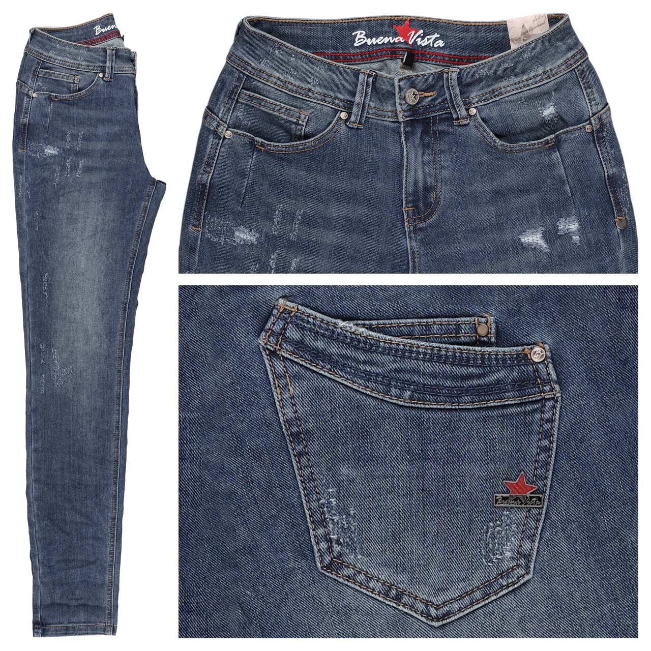 Buena Vista Malibu-Zip High Stretch Denim Jeans destroyed denim