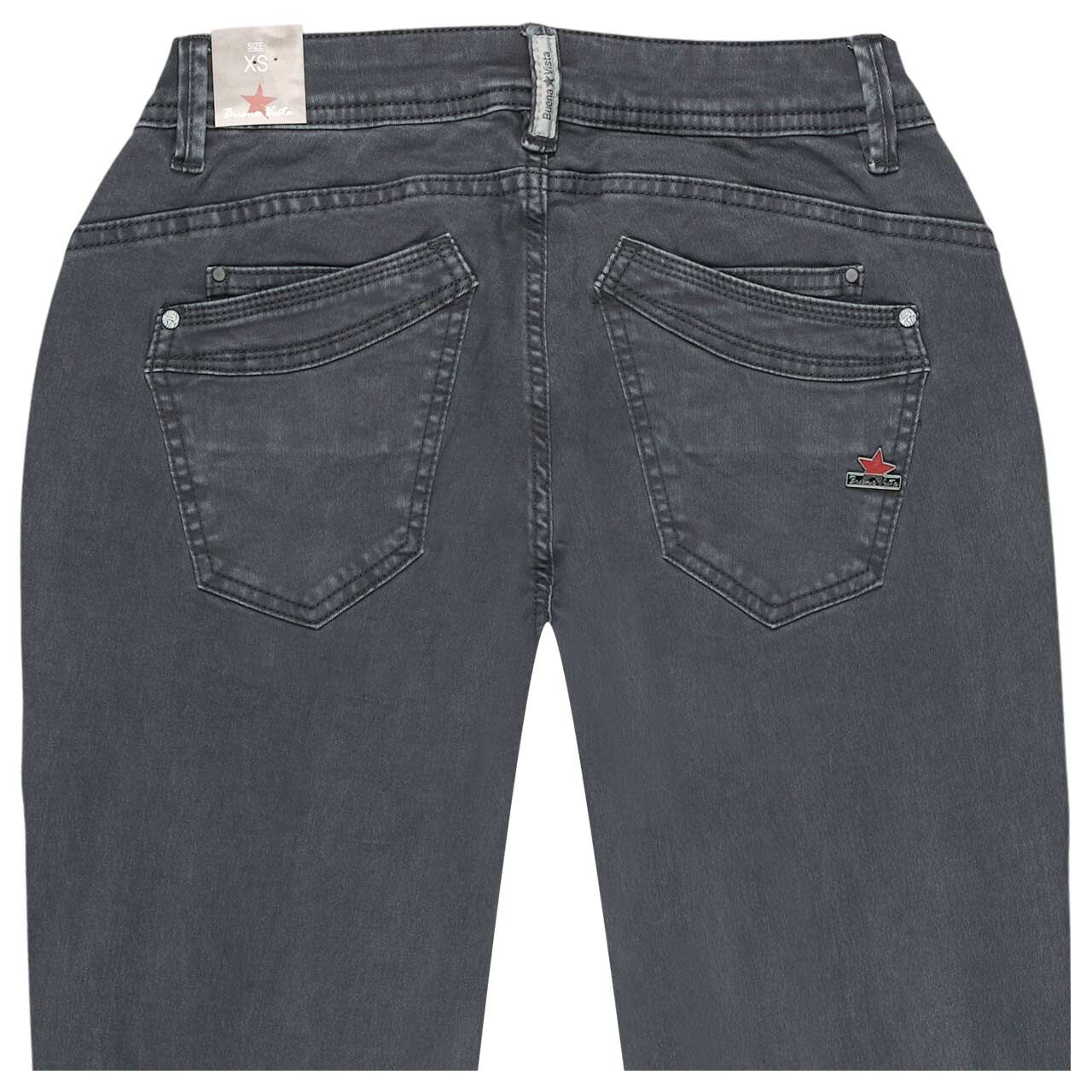 Damen Ankle Baumwollhose Malibu Cropped Stretch Twill von Buena Vista in Graublau, Rückansicht Detail