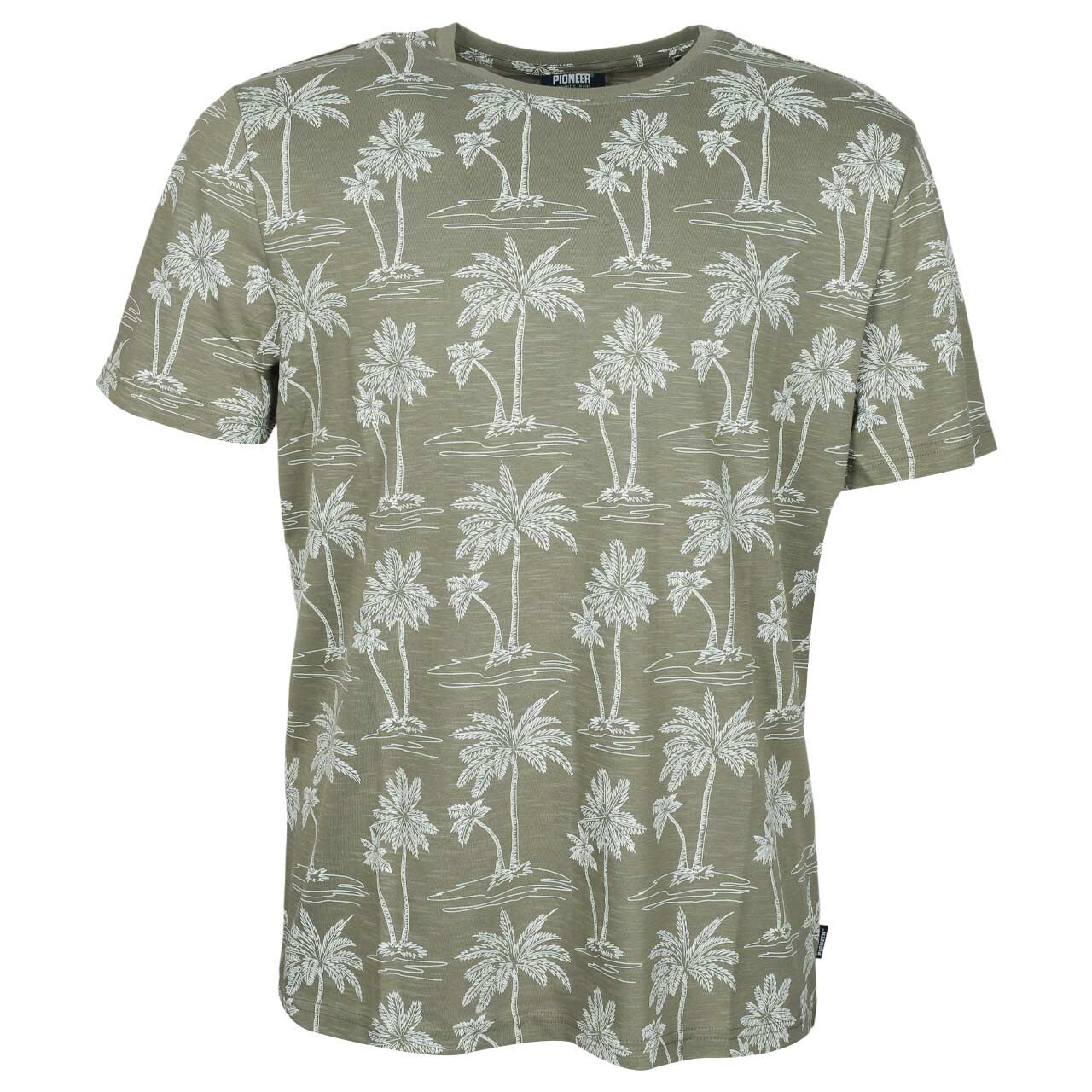 Pioneer Herren T-Shirt deep lichen green palm print
