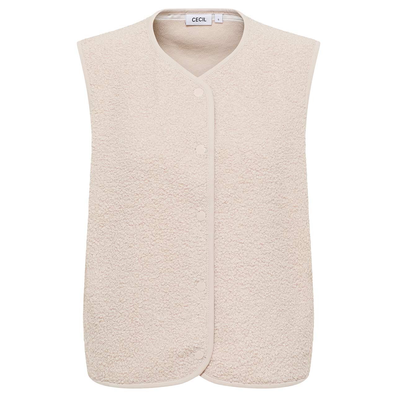 Cecil Damen Weste Curly Fake Wool Vest vanilla white